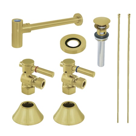 Kingston Brass CC43107DLVOKB30 Plumbing Sink Trim Kit with Bottle Trap and Overflow Drain, Brushed Brass CC43107DLVOKB30